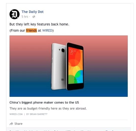 Facebook friends link sharing