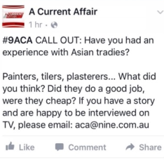 A Current Affair's social media post. 