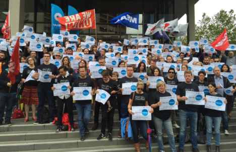 Fairfax staff protesting outside The Age two weeks ago. 