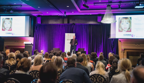 Mitchell speaking at the CommsCon conference 
