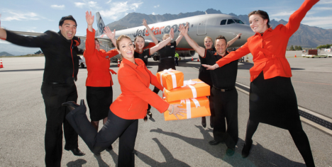 Jetstar plane and staff