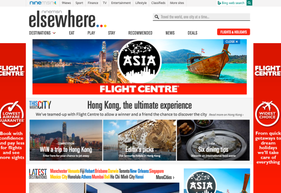 Ninemsn launches travel website Elsewhere in partnership with Flight Centre