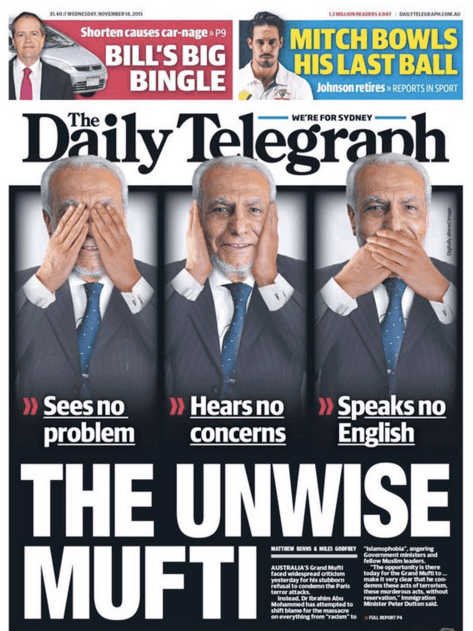 Grand mufti sues Daily Telegraph over depiction of him as the three ‘unwise’ monkeys