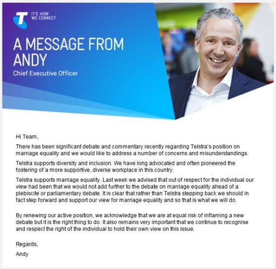 Telstra’s lesson in marriage equality – corporate social responsibility is not to be toyed with