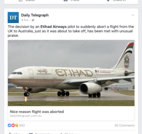 daily telegraph etihad flight