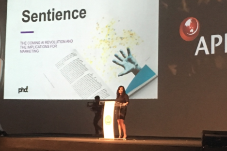 Susana Tsui presenting at the Asia Pacific Media Forum yesterday