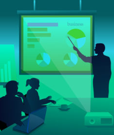 Illustration of business presentation and pie chart