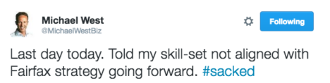 michael west sacked tweet