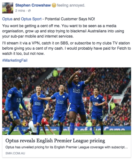 One angry fan described it as a #marketingfail