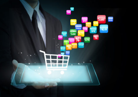 Colorful application icon concept and the shopping cart