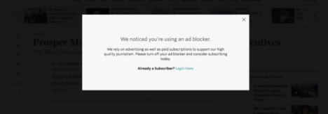 wall street journal message to adblockers