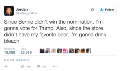 Brodie Evans Bernie vs Hillary - bleach tweet
