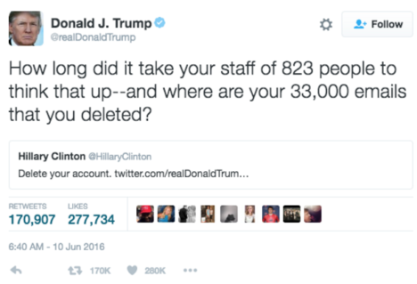 Brodie Evans Bernie vs Hillary - trump reply tweet