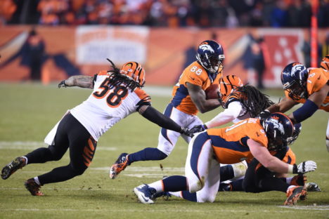 Denver, CO - December 28, 2015 - Sports Authority Field at Mile High: Demaryius Thomas (88) of the Denver Broncos during a regular season Monday Night Football game (Photo by Scott Clarke / ESPN Images)
