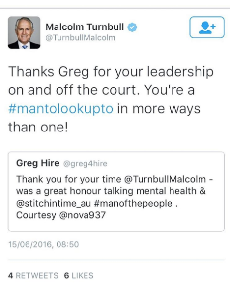 malcolm turnbull greg hire twitter
