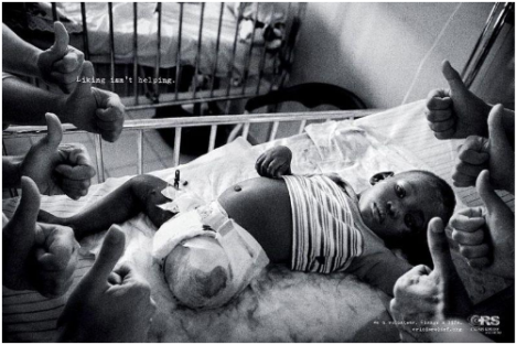 “Liking isn’t helping. Be a volunteer, change a life” for Crisis Relief by Publicis Singapore