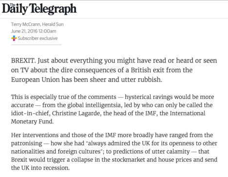 terry mccrann brexit prediction