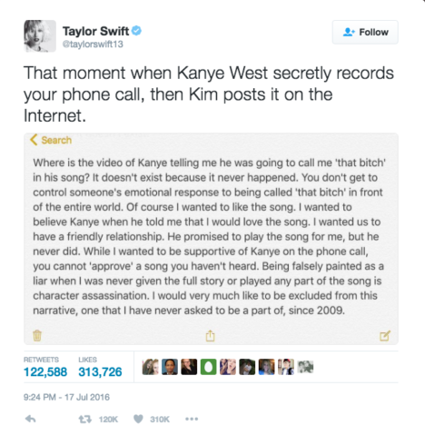 Kim Kardashian Twitter Taylor Swift
