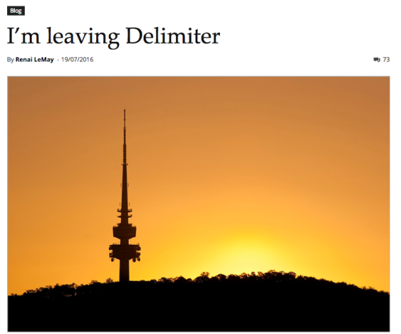 Delimiter editor Renai LeMay quits, calls for expressions of interest in brand