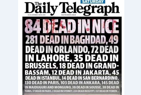The Nice Terror attacks: The Newspaper front pages
