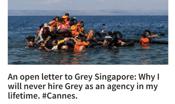 Marketer says he will never hire Grey unless agency returns awards won for ‘I Sea’ app