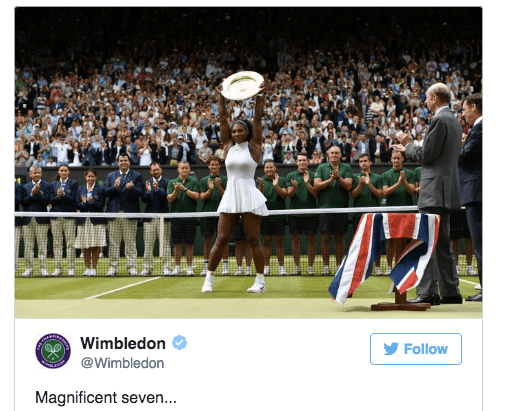 Serena Williams’ Wimbledon records help Seven to Saturday and weekly win