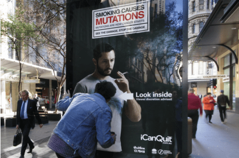 Cancer Institute and JCDecaux create peep-hole to illustrate cell damage in anti-smoking campaign
