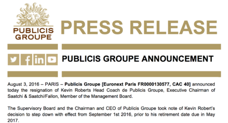 Kevin Roberts resigns