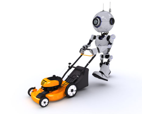 Robot with lawn mower