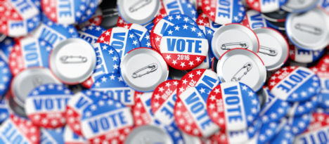 vote election badge button for 2016 background 3d Illustrations