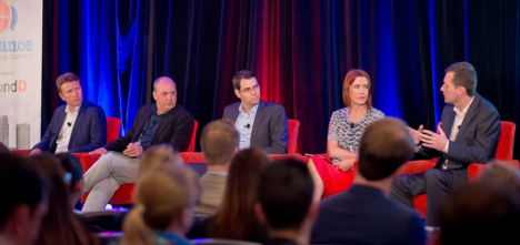 The panel (l-r): Martin Collings (Mastercard labs); Gary Collins (Insight Associates); Matthew Wood (Westpac); Elaine Herlihy (Paypal); Mark Hodgson (Samsung)