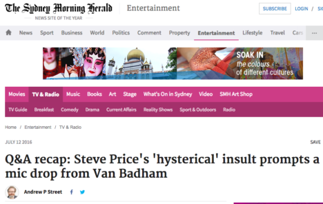 smh.com.au publishes weekly recaps of Q&A