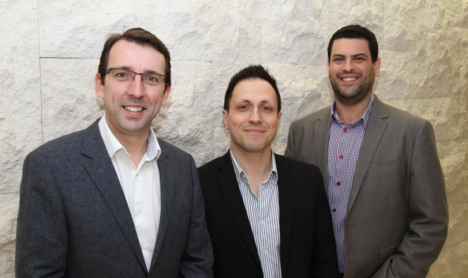 Deloitte's Steve Hallam with Cinder founders Miguel Leone and Daniel Tintner