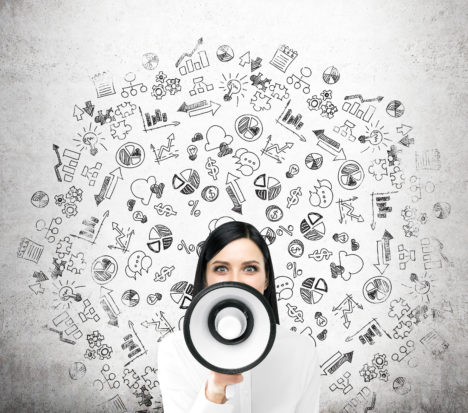 Woman with loudspeaker
