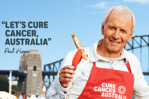 Paul Hogan brings back ‘shrimp on the barbie’ for Cure Cancer Australia