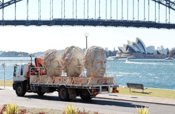 Amazon trucks giant heads of The Grand Tour presenters around Sydney ahead of launch
