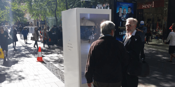 Greenpeace asks passers-by to take action on climate change in Sydney installation