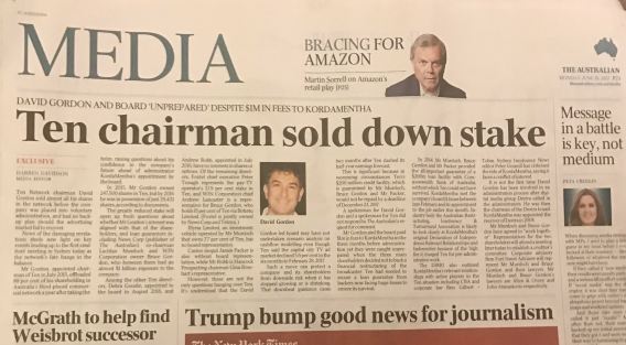 The Australian apologises for claiming Ten chairman sold shares before calling in administrators