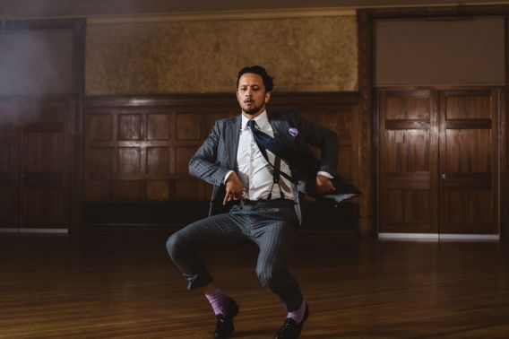 Ballet dancer demonstrates that a suit should not restrict dancefloor moves