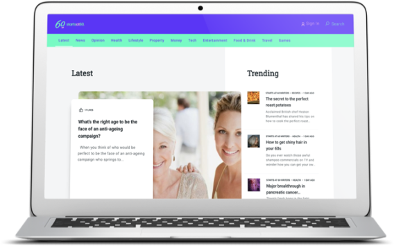 Starts at 60 unveils new website with focus on new article page formats