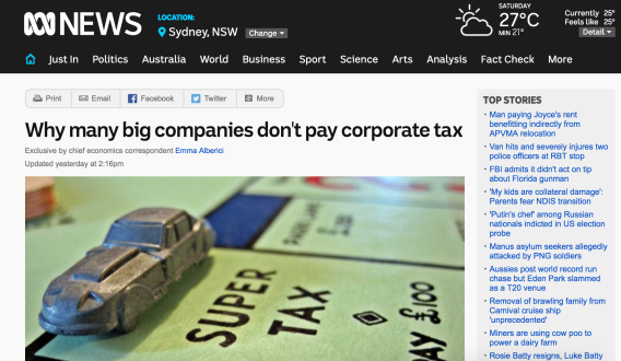 ABC pulls corporate tax analysis for failing to meet ‘editorial standards’