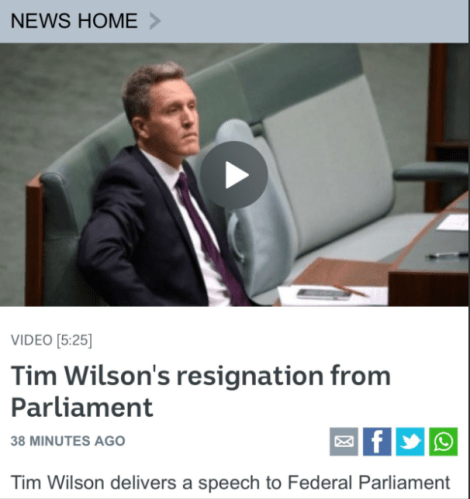 Which Wilson? ABC announces wrong resignation from parliament