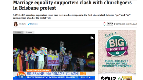 News.com.au’s same-sex marriage ‘violent clash’ piece inaccurate and misleading, rules press watchdog