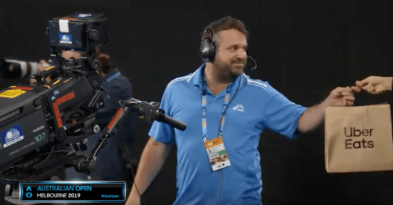 Cameraman misses Australian Open shot as he orders Uber Eats in tennis themed campaign