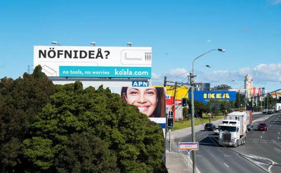 Koala’s ‘NÖFNIDEÄ’ billboard targeting IKEA cleared by Ad Standards