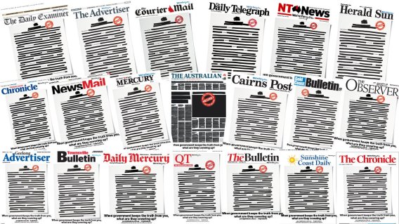 Newspapers unite with redacted front covers for first time because Australians have a ‘right to know’ about government secrecy