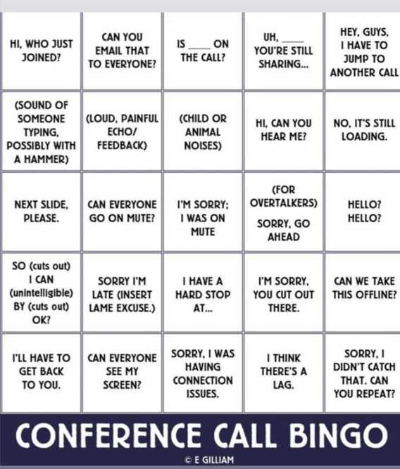 Let’s play conference call bingo