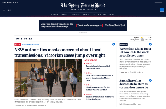 Nine suspends some print sections, and shakes up newspaper homepages during COVID-19 crisis