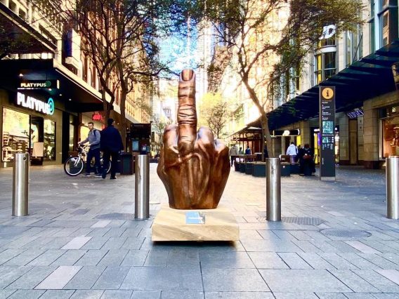 Singaporean telco Circles Life gives 2020 the finger in Sydney CBD installation
