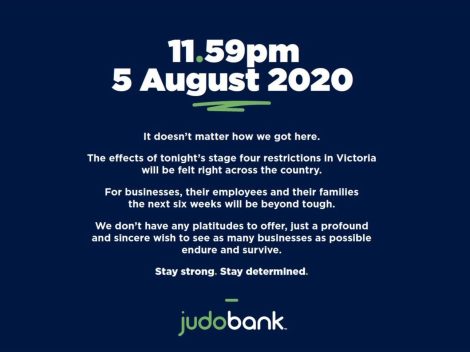 ‘It doesn’t matter how we got here’, says Judo Bank in ad targeting locked-down Victorians